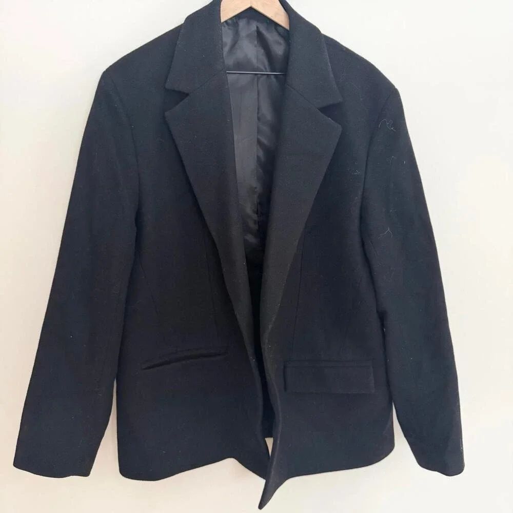Zara Men Black Wool Blend Blazer Jacket Size US 40‎ EUR 50